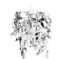 vidaXL Silver Paillette Lamp - Elegant Leaves Pendant Chandelier Light - Suitable for E27 Bulb, Ideal for Home & Industrial Use, PVC Paillette, Steel Frame, 21.5 x 30 cm