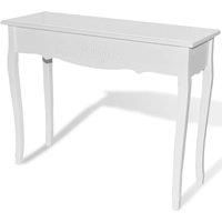 vidaXL White Dressing Console Table – Durable MDF and Pinewood Construction Farmhouse Style Rectangular Side Table End Console for Living Room, Dining Room, Office, Garden, and Terrace.