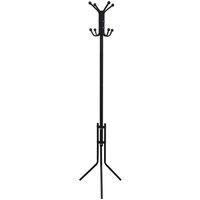 vidaXL Classic Metal Coat Stand in Black - Freestanding Wardrobe Solution with Functional Ball Hooks, Sturdy Triangular Legs