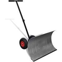 vidaXL Manual Snow Shovel with Wheels Garden Lawn Plough Blade Thrower Removal