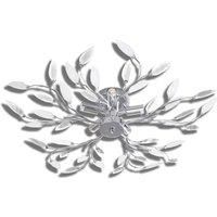vidaXL Ceiling Lamp Transparent White Acrylic Crystal Leaf Arms 5xE14 Bulbs