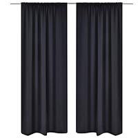 vidaXL 2 pcs Black Slot-Headed Blackout Curtains 135 x 245 cm