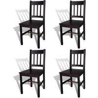 vidaXL Dining Chairs 4 pcs Dark Brown Pinewood