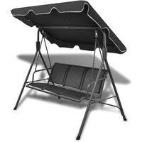 vidaXL Garden Swing Bench with Canopy Black