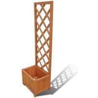 vidaXL Solid Wood Rectangular Trellis Planter 40x30x135cm - Brown Outdoor Garden Flower Pot Box with Climbing Support