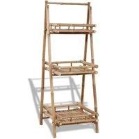 3-Tier Folding Bamboo Plant Rack Stand Flower Display Shelf vidaXL