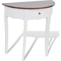 vidaXL Console Table with Drawer and Brown Top Half-round