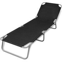 vidaXL Foldable Sun Lounger with Adjustable Backrest Black