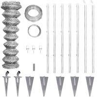 vidaXL Galvanised Chain-Link Fence with Anchor Spike for Post 15 x 1 m