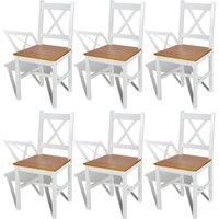 vidaXL Dining Chairs 6 pcs White Pinewood