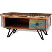 vidaXL Coffee Table with Iron Pin Legs Solid Reclaimed Wood