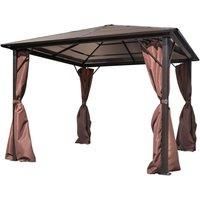 vidaXL Gazebo with Curtain Brown Aluminium 300x300cm Outdoor Marquee Pavilion