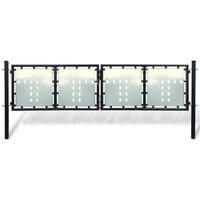 Vidaxl Black Double Door Fence Gate 300 X 125 Cm