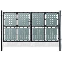 Vidaxl Black Double Door Fence Gate 300 X 200 Cm