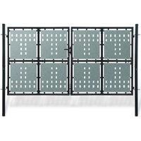 Vidaxl Black Double Door Fence Gate 300 X 250 Cm