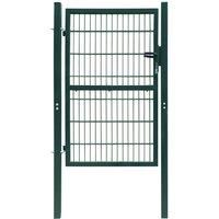 vidaXL 2D Metal Garden Fence Gate Yard Wire Mesh Single Door Green with Lock 106x230cm