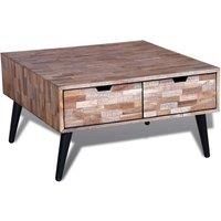 vidaXL Reclaimed Teak Wood Coffee Table with 4 Drawers - Multicolor, Rustic Handmade Living Room Furniture/'