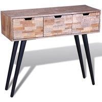 vidaXL Console Table with Drawers - Versatile Handmade Teak Wood Table - Vintage Style Wooden Sideboard with Ample Storage for Living room, Dining room, Office