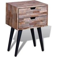 vidaXL 2 Drawers Nightstand, Reclaimed Teak Wood, Handmade Vintage Style, Functional as Console Cabinets or Side Tables, Unique Colors, Spacious Storage
