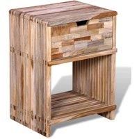 vidaXL Nightstand with Drawer and Shelf in Reclaimed Teak Wood - Vintage Styled Side Table and Console Cabinet with Spacious Storage£