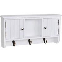 vidaXL Wall-Mounted Key Cabinet with Doors & Hooks - Farmhouse Style Sideboard Storage Cabinet for Keys, Jewelry and Small Accessories