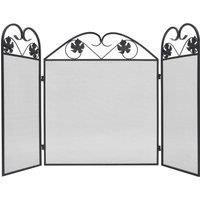 3-panel Fireplace Screen Iron Black Security Safety Panel Guard Cover vidaXL