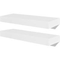 vidaXL White MDF Floating Shelves- Wall Mounted Display for Books/DVDs- Scandinavian Design- Matte Finish- 40 x 20 x 3.8 cm- Set of 2