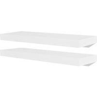 vidaXL Floating Wall Display Shelves Book/DVD Storage White MDF 2 pcs