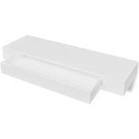 vidaXL White MDF Wall Display Shelf with Drawer - Modern, Scandinavian Style Floating Book/DVD Storage for Living Room, Bedroom, Office