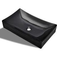 vidaXL Ceramic Rectangular Bathroom Sink Basin - Black