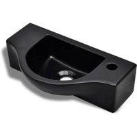 VidaXL Ceramic Bathroom Sink Basin with Faucet Hole - Black