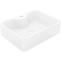vidaXL Ceramic Square Bathroom Sink Basin with Faucet Hole - White
