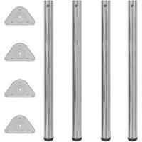 Vidaxl 4 Height Adjustable Table Legs Brushed Nickel 870 Mm