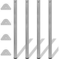 Vidaxl 4 Height Adjustable Table Legs Brushed Nickel 1100 Mm