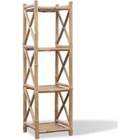 vidaXL 4-Tier Bamboo Shelf - Versatile Freestanding Brown Bookcase For Living Room and Office Spaces, Farmhouse-Style