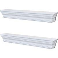 vidaXL Wall Shelves Aaliyah (Set of 2, White) - Baroque Style Floating Shelves for Living Room, Bedroom, Bathroom, Office - Easy-to-Install, MDF Material, Modern to Scandinavian Decor