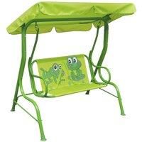vidaXL Children/'s Swing Seat with Canopy - Green Garden Hammock Chair, Outdoor Patio Steel Frame, Easy Assemble, 115x75x110 cm