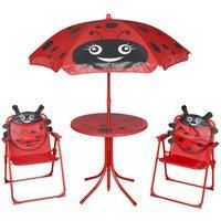 vidaXL 4 Piece Kids' Garden Furniture Set Red Outdoor Table Chair Umbrella
