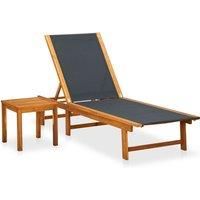 Sun Lounger Bed Outdoor Garden Recliner Solid Acacia Wood and Textilene vidaXL