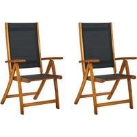 Folding Garden Chairs Dining Chair Solid Wood Acacia and Textilene vidaXL