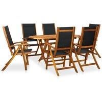 vidaXL 7 Piece Outdoor Dining Set Acacia Wood Folding Garden Table Chair Seat