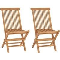 vidaXL 2x Solid Teak Folding Chairs Outdoor Garden Patio Furniture Seating