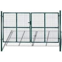 vidaXL Double Door Fence Gate Garden Mesh Powder-coated Steel Fencing Terrace Outdoor