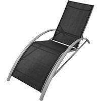 Sun Lounger Aluminium Black Outdoor Garden Foldable Recliner Daybed vidaXL