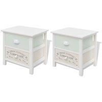 vidaXL French Bedside Cabinets - Wood Nightstands/Side Tables, Multiple Colors, Rustic Farmhouse Style, Set of 2