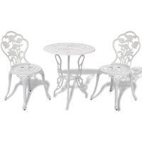 3 Piece Bistro Set Outdoor Garden Table and Chairs Cast Aluminium Green/White