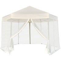 vidaXL Hexagonal Pop-Up Marquee with 6 Sidewalls Cream White 3.6x3.1m Gazebo
