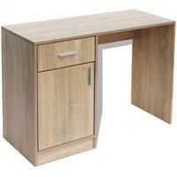 vidaXL Oak Desk with Drawer and Cabinet - Modern, Compact and Functional - Ideal for Office, Study or Children/'s Bedroom - Scandinavian Style Side Table Desk Laptop