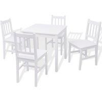 vidaXL Five Piece Dining Set Pinewood White