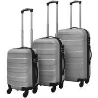 vidaXL 3 Piece Hardcase Trolley Set Silver Travel Luggage Suitcase Bag Case